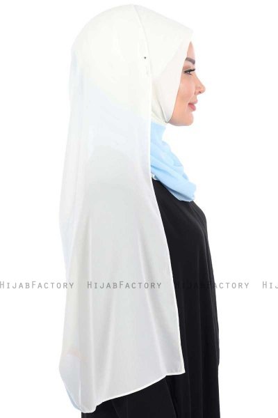 Ylva - Creme & Light Blue Practical Chiffon Hijab