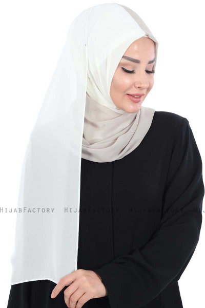 Ylva - Creme & Taupe Practical Chiffon Hijab