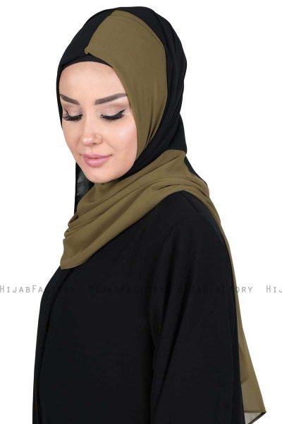 Ylva - Khaki & Black Practical Chiffon Hijab