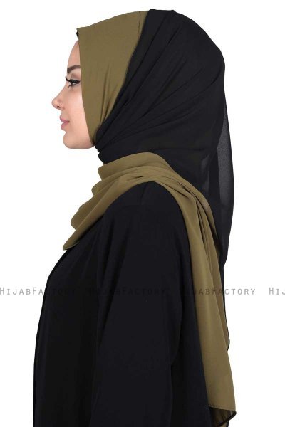 Ylva - Khaki & Black Practical Chiffon Hijab
