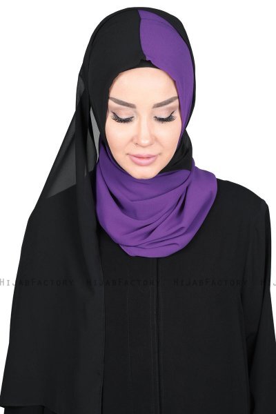 Ylva - Purple & Black Practical Chiffon Hijab