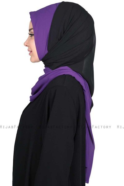Ylva - Purple & Black Practical Chiffon Hijab