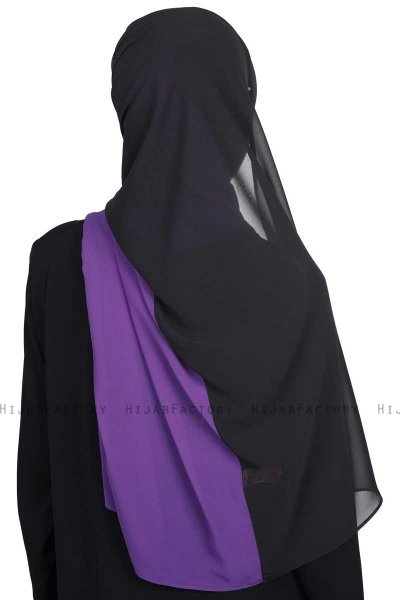 Ylva - Purple & Black Practical Chiffon Hijab