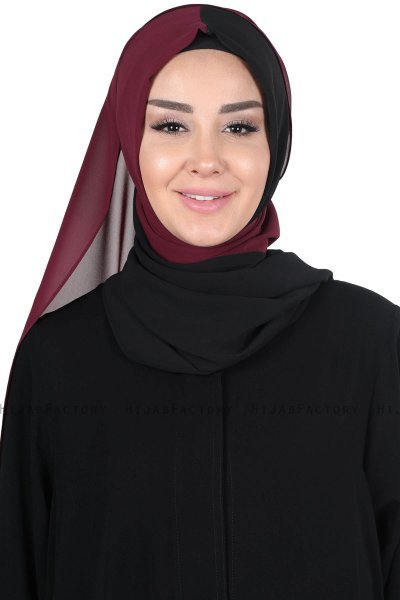 Ylva - Plum & Black Practical Chiffon Hijab