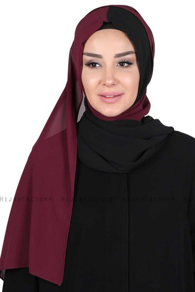 Ylva - Plum & Black Practical Chiffon Hijab