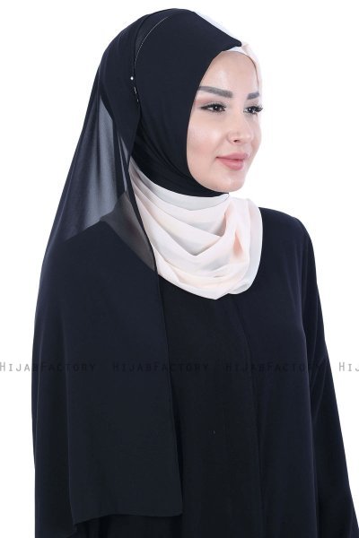 Ylva - Black & Beige Practical Chiffon Hijab