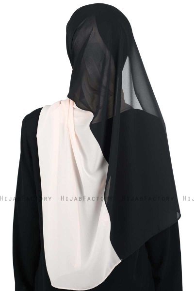 Ylva - Black & Beige Practical Chiffon Hijab