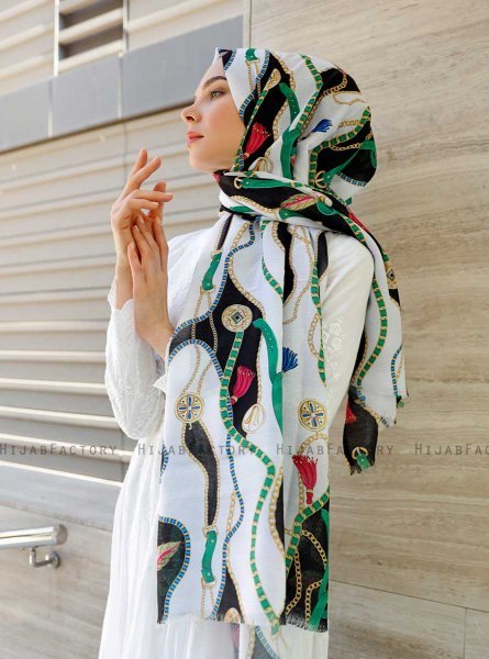 Zerline - Green Patterned Hijab - Sal Evi