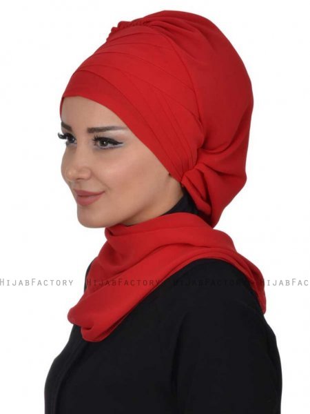 Zoe Röd Chiffon Turban Sjal Ayse Turban 322811d