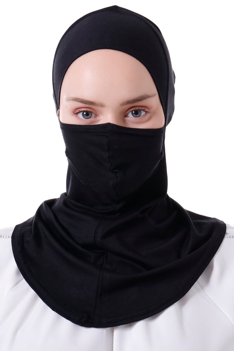 Damla - Black Ninja Hijab Mask Underscarf