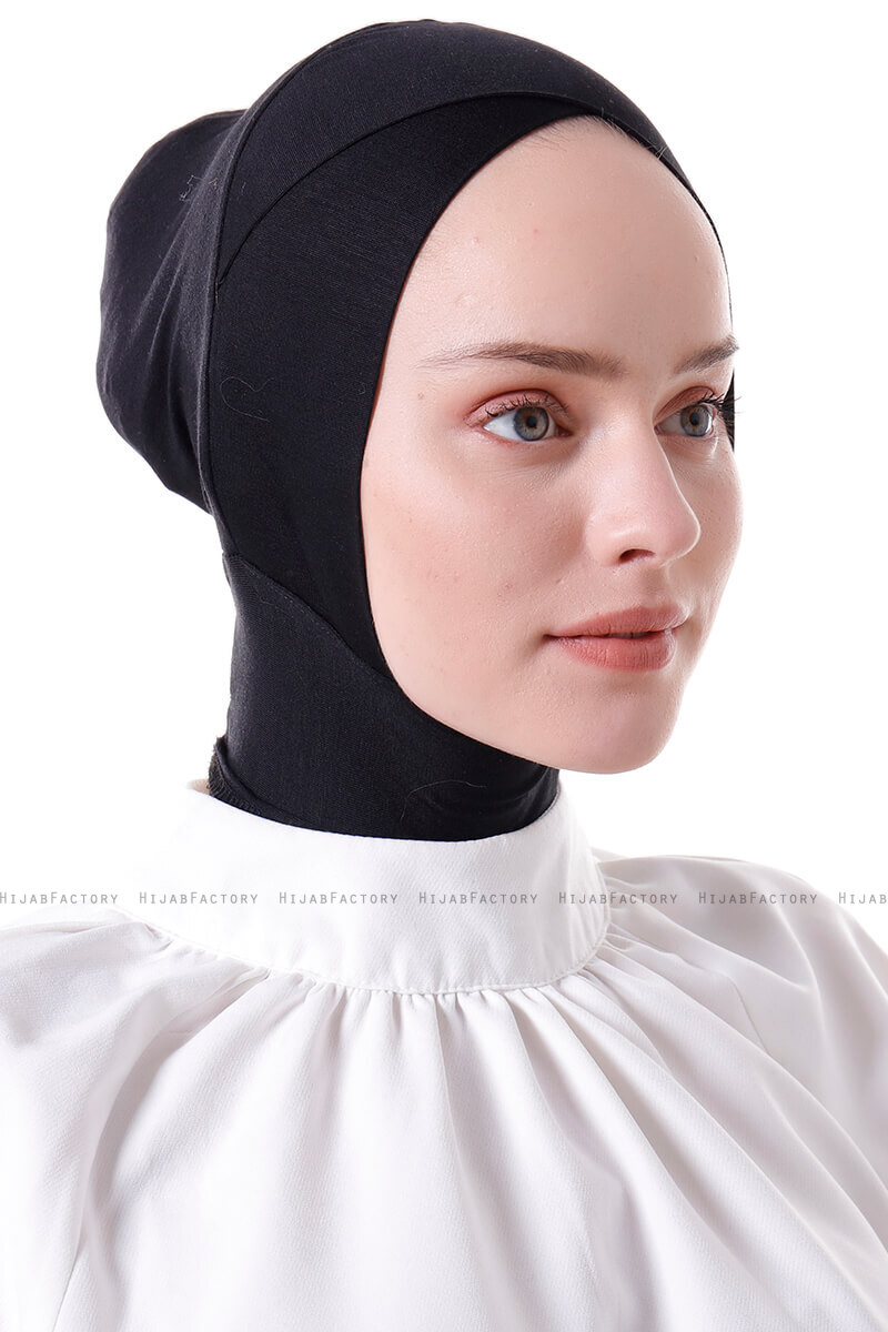 Elnara - Black Cross Hijab Underscarf 