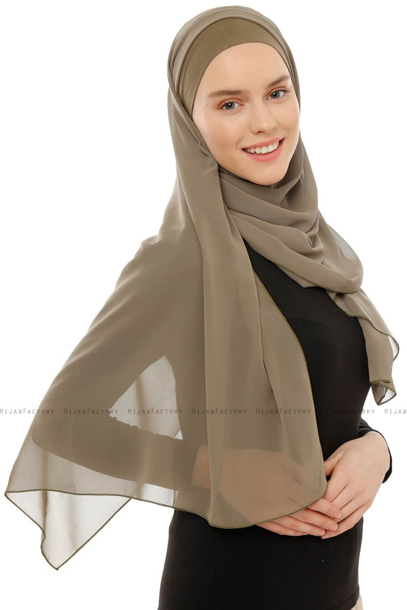 Yellow khaki full coverage soft cotton hijab / orna main image 1