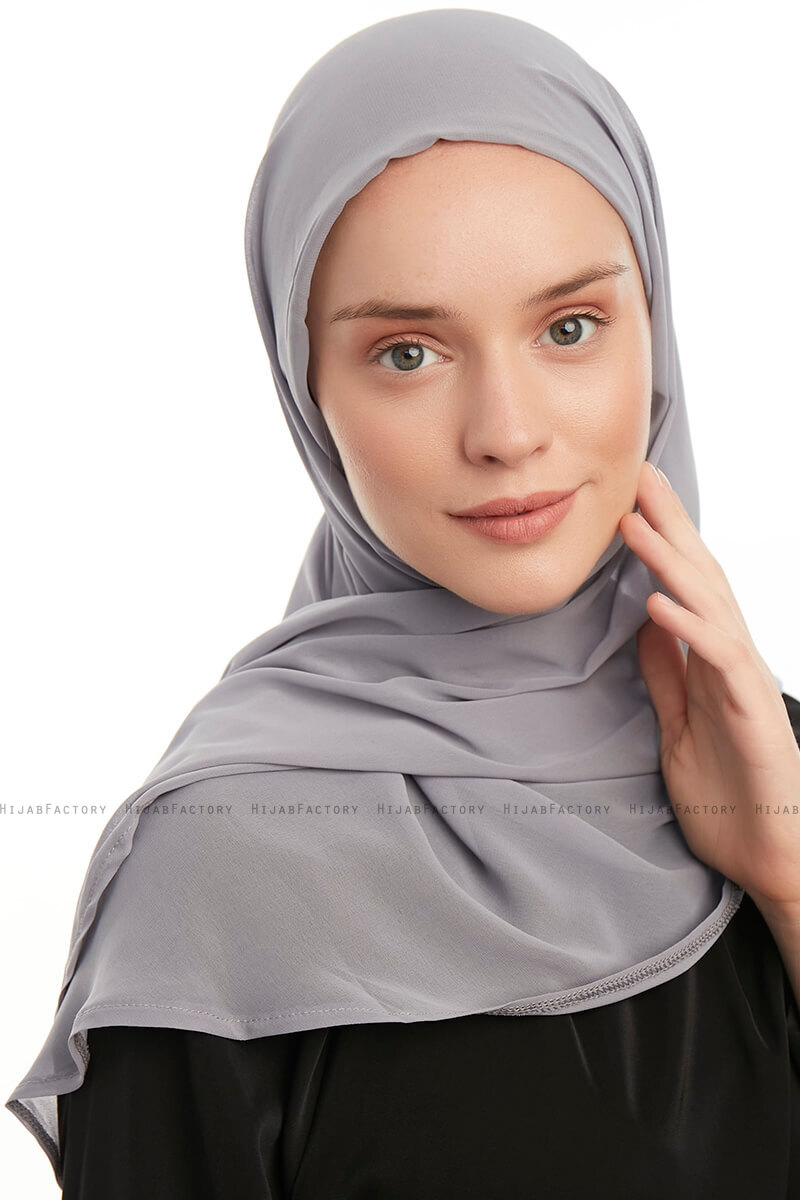 Grey Dual Fabric Luxury Hijab main image 0